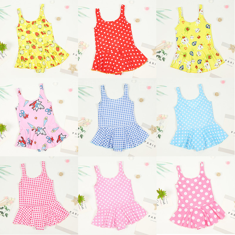 New girls swimsuit fashion cute princess skirt cartoon printing briefs one-piece swimsuit children's manufacturers