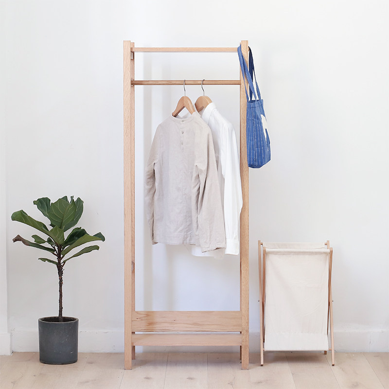 Nordic Landing Hanger Bedroom Japan Style Log Solid Wood Red Oak Room Easy Solid and contained indoor cloakroom