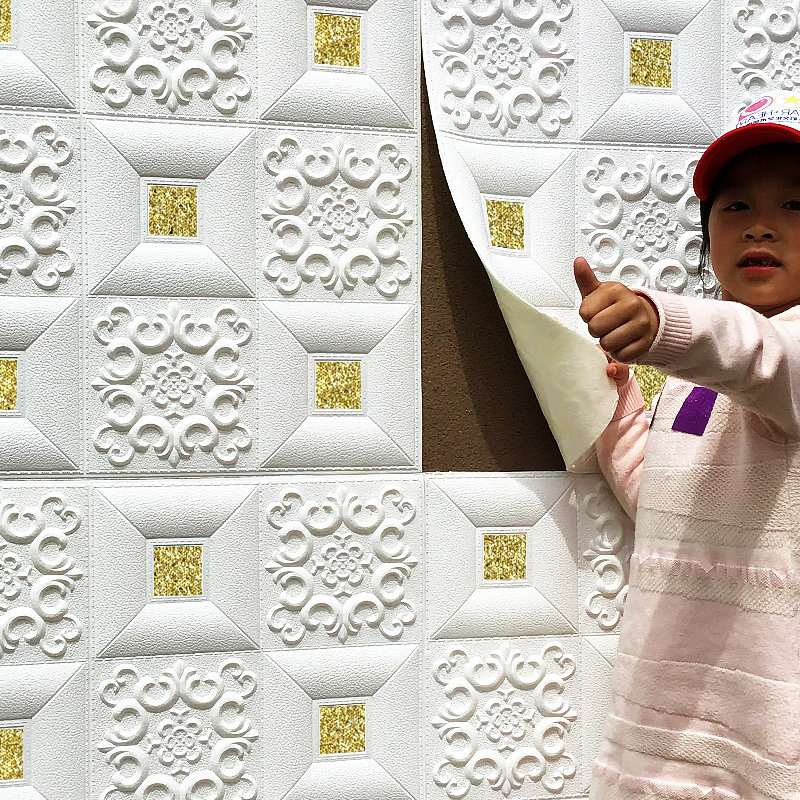 Self-adhesive 3d stereo wall sticker wallpaper living room foam soundproof decoration bedroom warm suspended ceiling ceiling soft package sticker