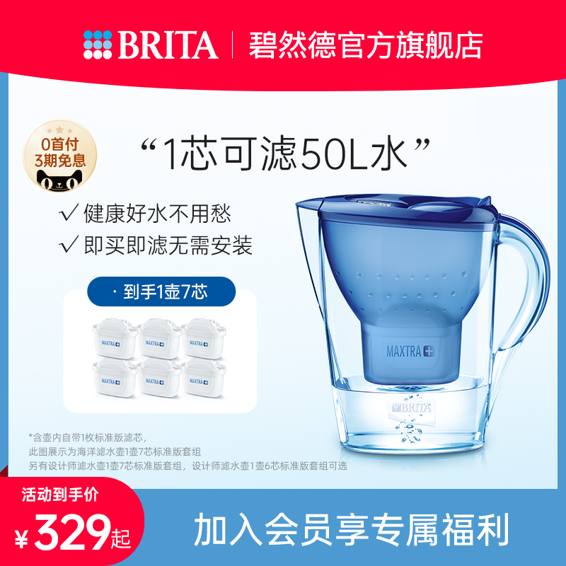 BRITA Bisoft Water Kettle Filter Cartridge water purifier Home Net Kettle Designer Pot Marine Pot filter core set-Taobao