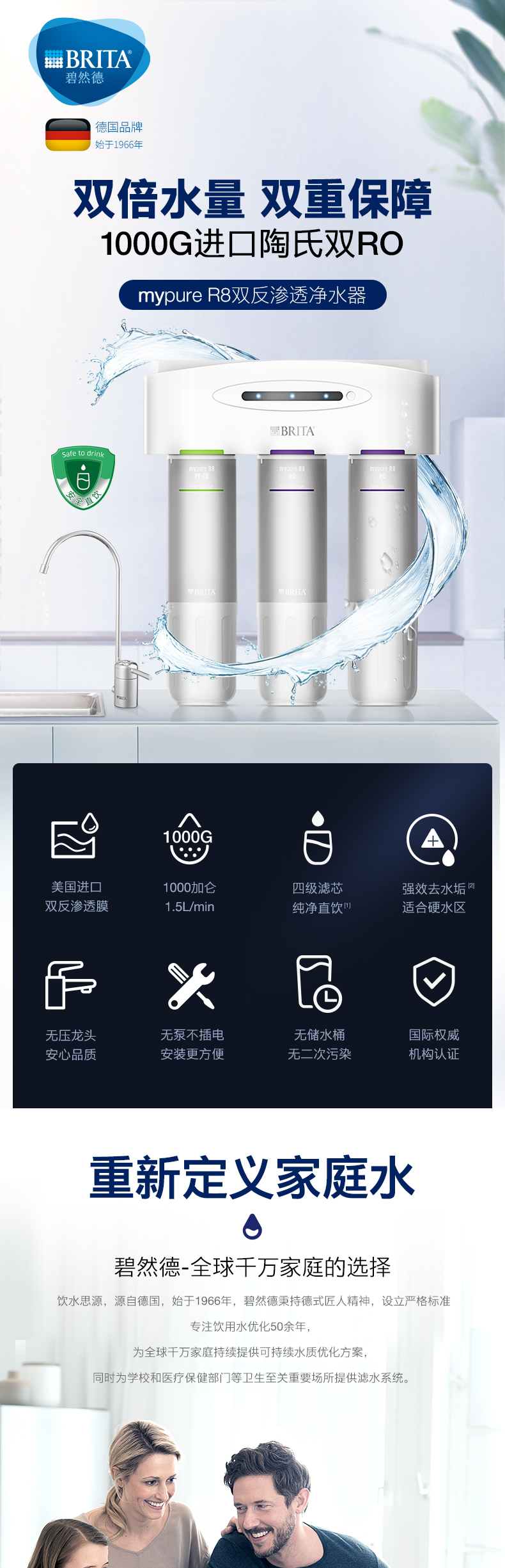 碧然德 mypureR8 双反渗透纯水机  1000G大通量 图2