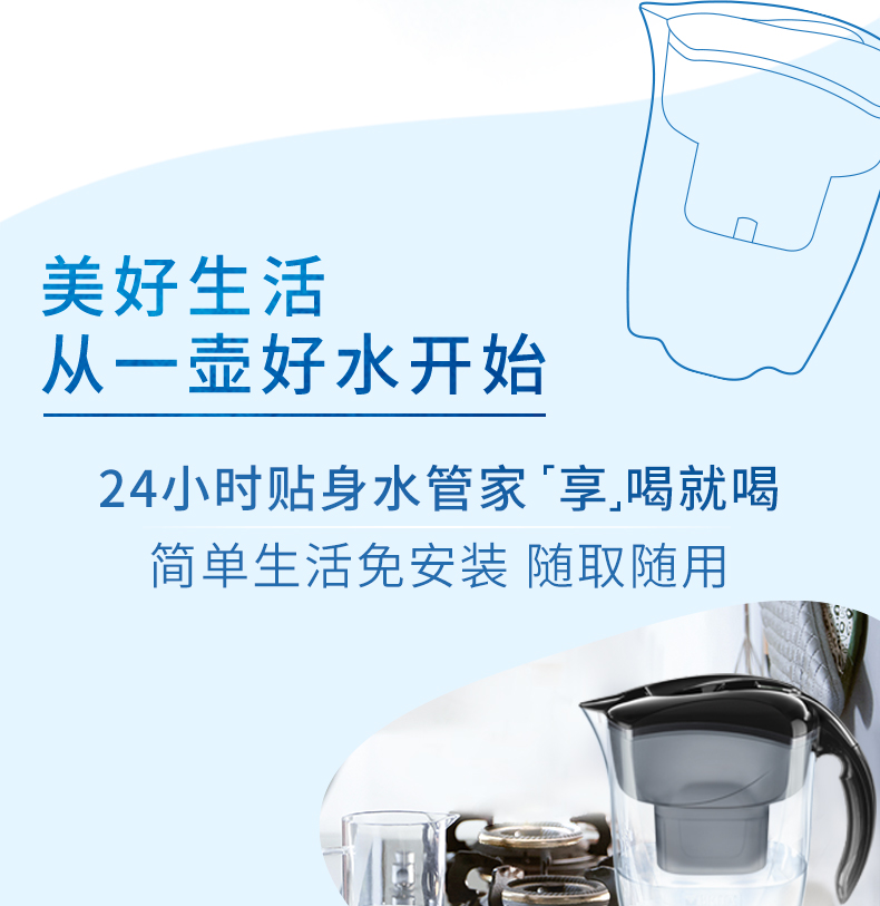 BRITA碧然德 探索者净水壶+专家版滤芯 1壶6芯 智能三重测量 图5
