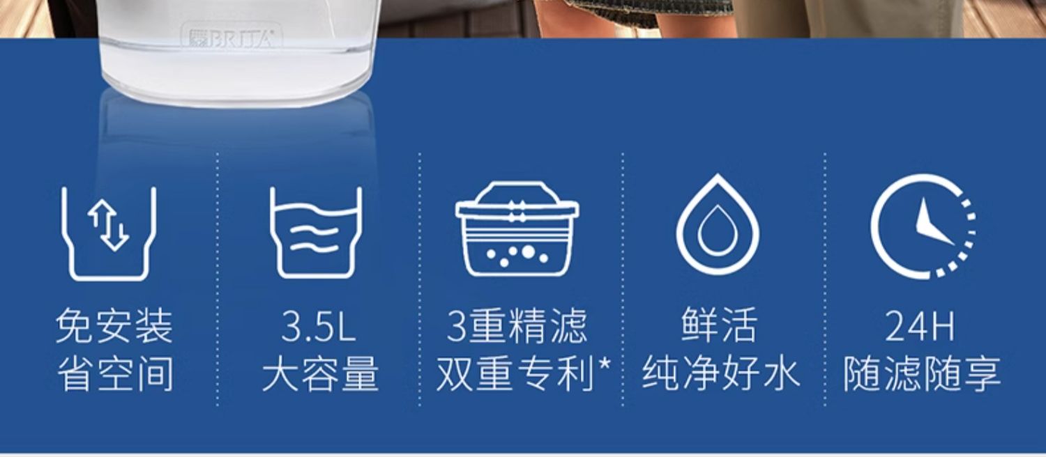 Brita 碧然德 Kalea 晨汐系列 家用滤水壶 3.5升（1壶+3芯）百亿补贴折后￥139包邮 2色可选