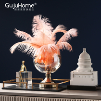 Creative European Vase ornaments glass transparent American dining table coffee table light luxury soft decoration home living room flower arrangement