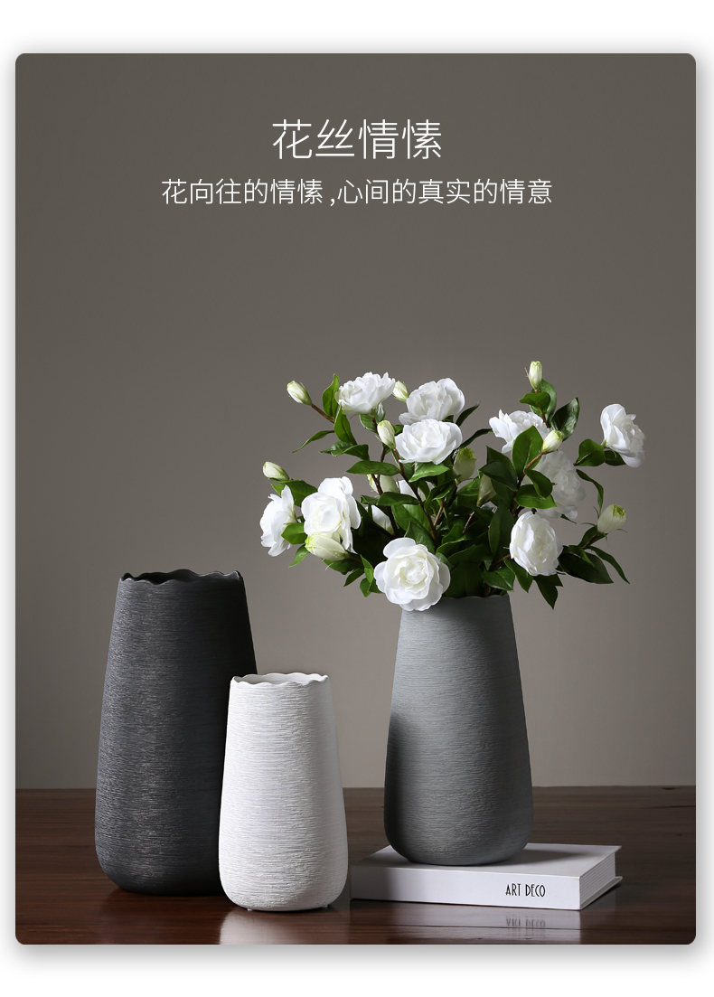 Nordic white ceramic flower vases furnishing articles sitting room of I and contracted creative dried flowers, household table decorations