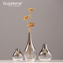Modern minimalist Vase ornaments glass plating gradient flower Ware home living room dining room TV cabinet dried flowers