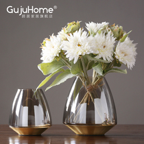 Modern simple transparent light luxury glass vase ornaments creative home TV cabinet table flower arrangement decoration dry flower Ware