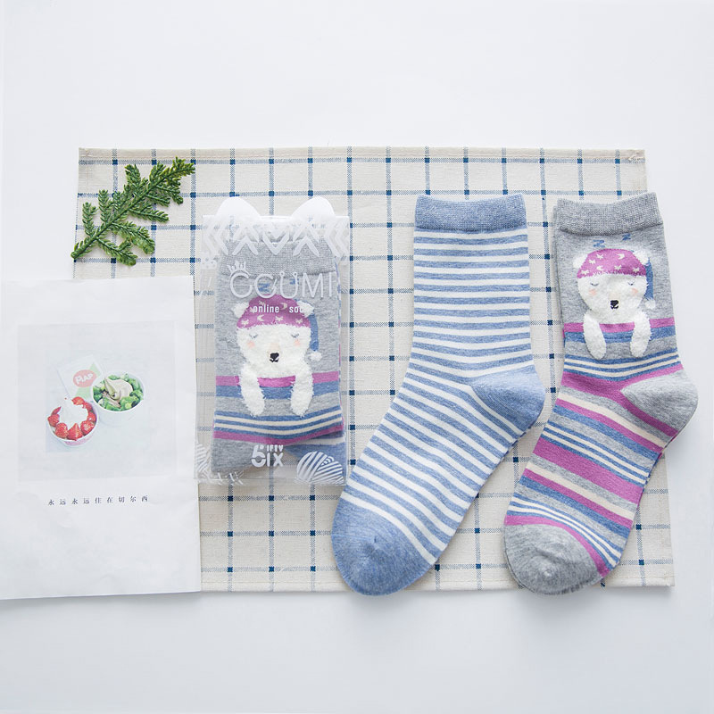 5IX mùa xuân và mùa thu vớ ladies cotton khử mùi ấm trong vớ phim hoạt hình vớ sáng tạo ab socks 2 đôi hộp quà tặng vớ