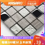 KASARO Серый белый деревянный зерно Каменное мраморная мозаичная плитка плитка напольная плитка и крыльца