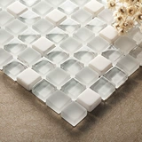 KASARO Белая стеклянная мраморная мозаика, самоклеющаяся головоломка на стену