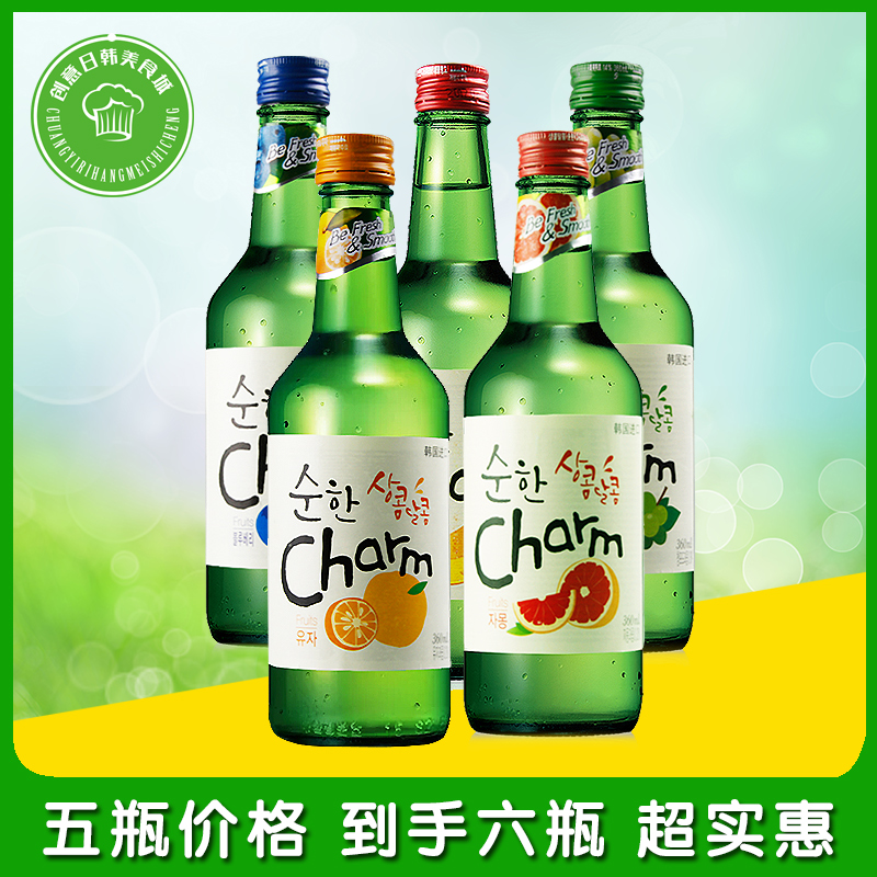 South Korea's multi-flavored shochu Chaoshui Baohai fruit-flavored shochu 360ml imported non-sake slightly drunk combination pack of 6 bottles