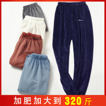 Warm pants men autumn and winter thick warm coral velvet pajama pants mens flannel winter can be worn outside size 200kg