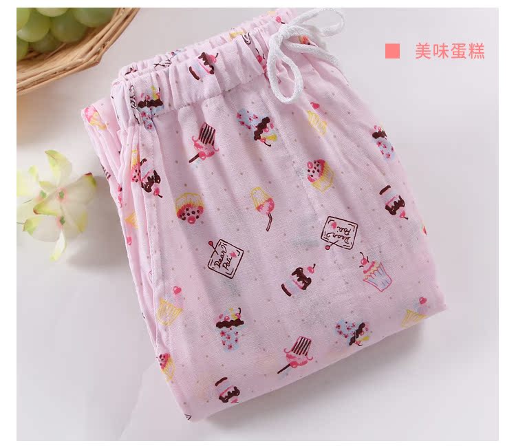 Mùa hè quần cotton pyjama quần nữ Nhật Bản quần nhà cotton đôi gạc lỏng lẻo quần nhà mỏng quần âu