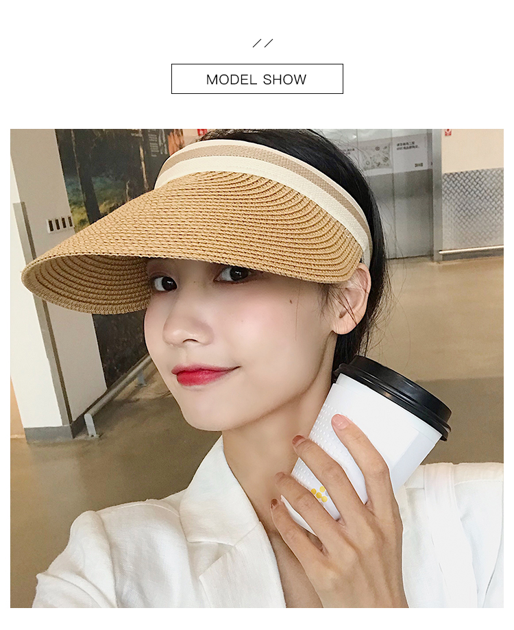 Female Summer Peaked Face Cover Sun-proof Topless Vacation Straw Sun Hat display picture 2