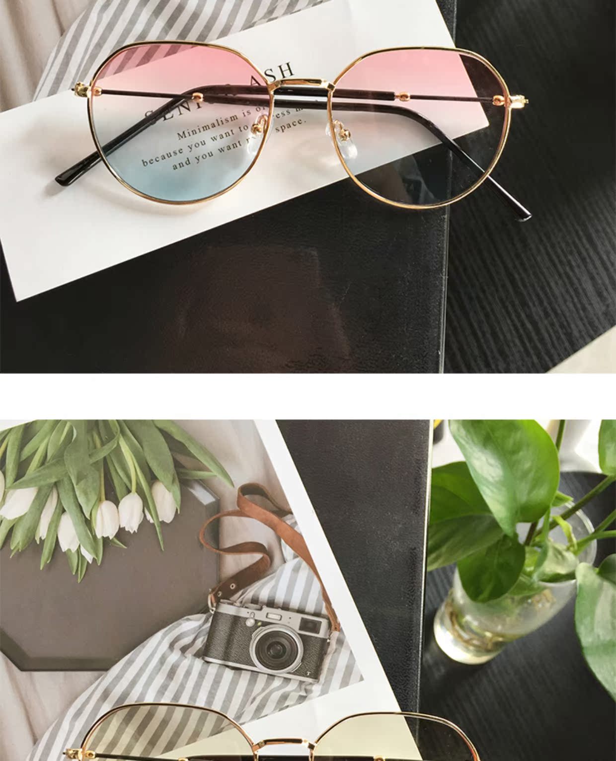 Kính râm tròn màu đỏ khung kính đại dương nữ mùa hè Phiên bản Hàn Quốc cá tính retro kính râm đơn giản thời trang kính nam kính dolce & gabbana