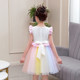 Rainbow girl summer fluffy skirt children's birthday baby princess dress little girl dress foreign style dress