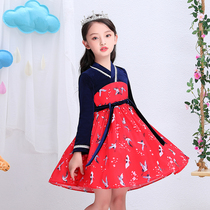  Clearance girls dress 2021 winter new winter childrens skirt Western style plus velvet winter princess skirt autumn and winter