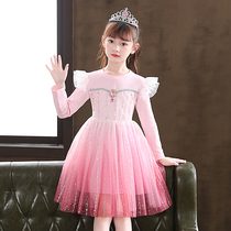 Girls' Dress Autumn Children's Winter Dress Snow Snow Snow Princess Dress Elsa Dress