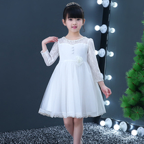 Autumn flower girl dress female children wedding dress Pengpeng dress male host show costume model piano