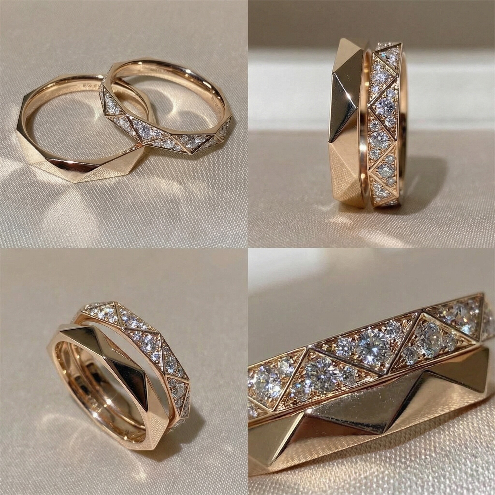 Кольцо 情侣戒指一对闭口结婚纯银18k玫瑰金订婚定制男女轻奢高级感对戒 Other home