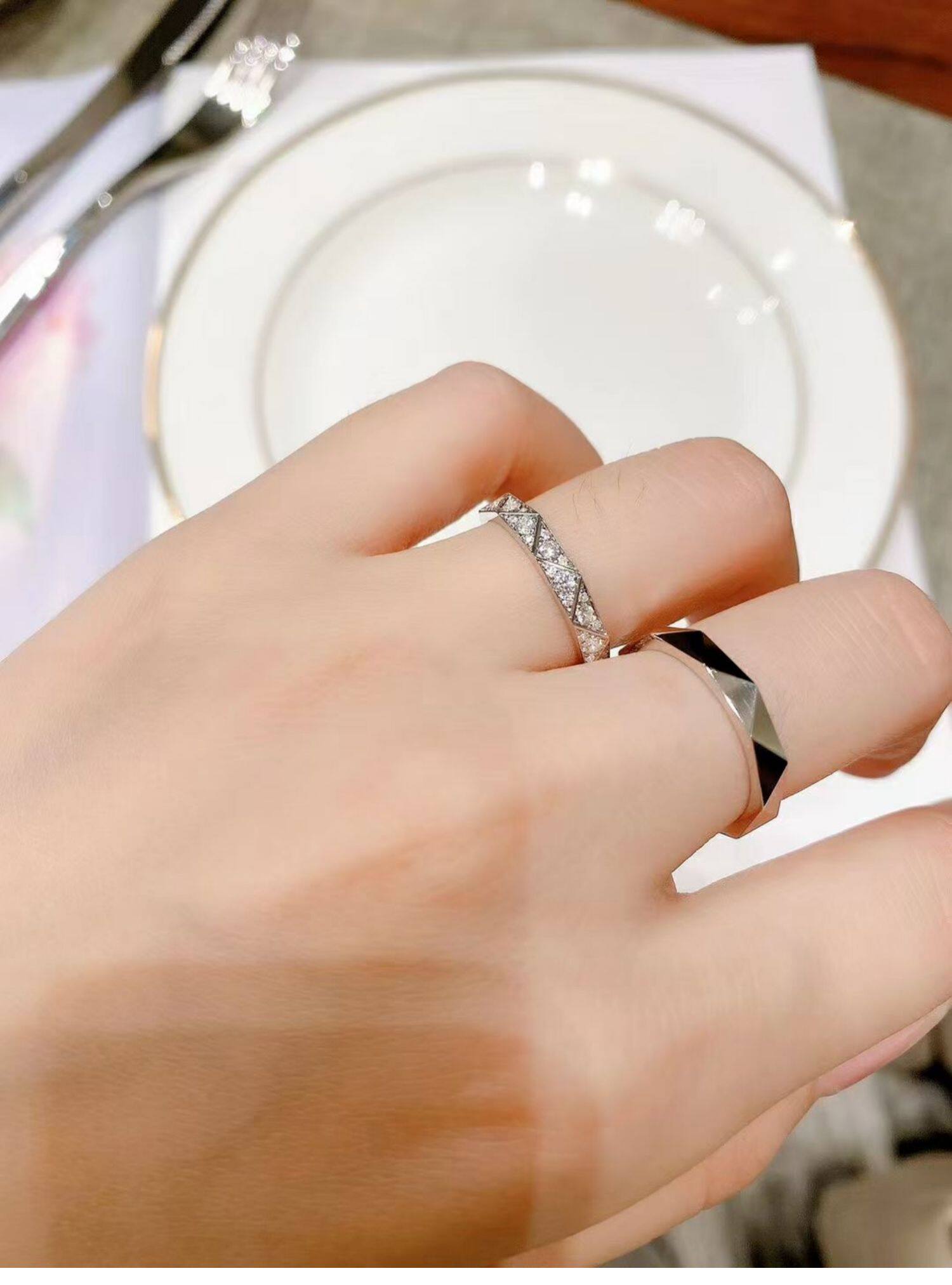 Кольцо 情侣戒指一对闭口结婚纯银18k玫瑰金订婚定制男女轻奢高级感对戒 Other home