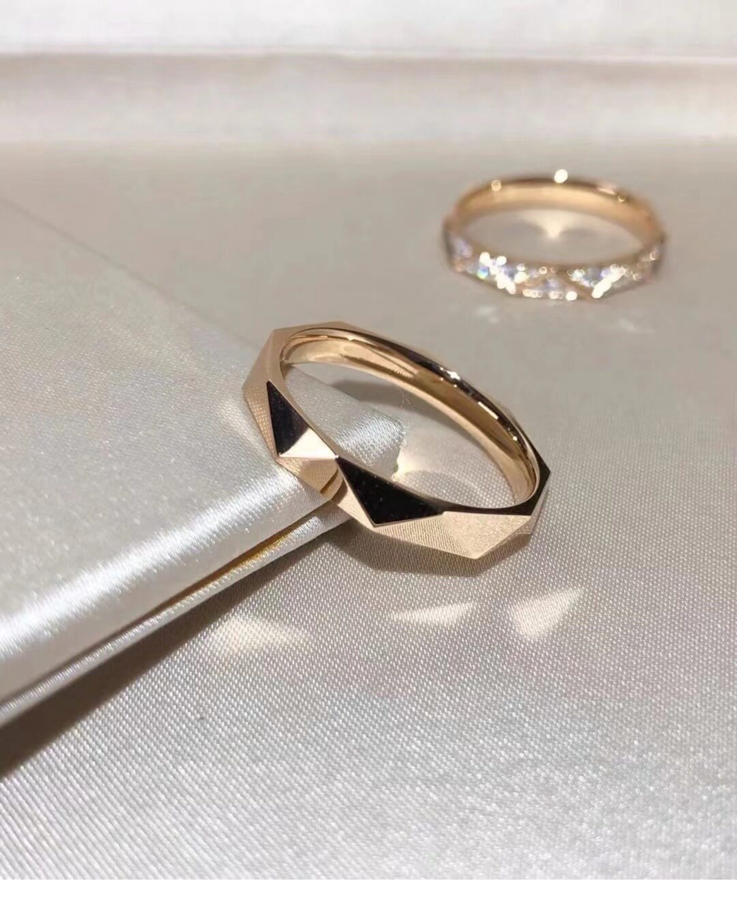 Кольцо 情侣戒指一对闭口结婚纯银18k玫瑰金订婚定制男女轻奢高级感对戒 Other home