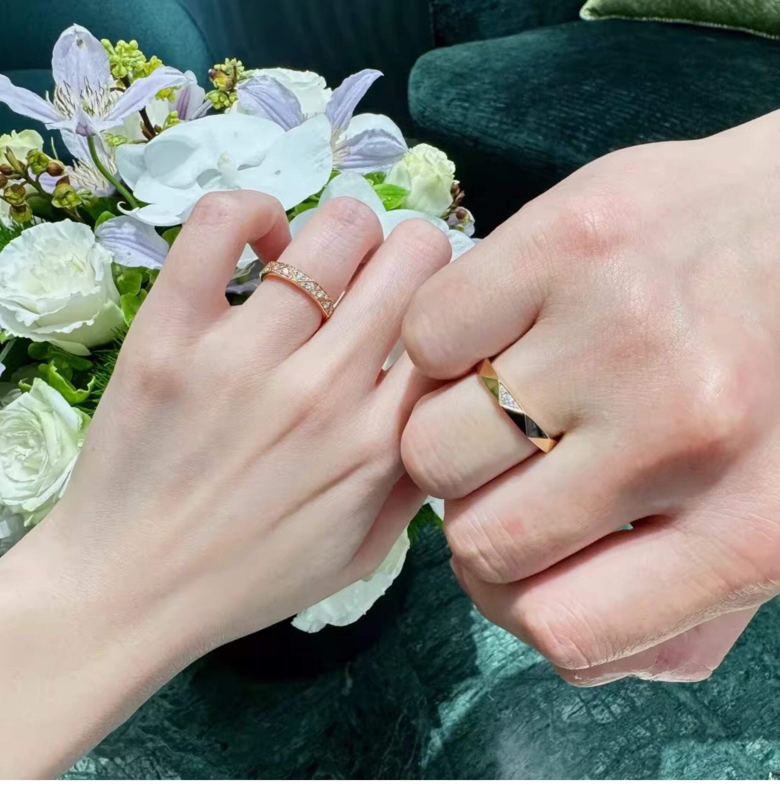 Кольцо 情侣戒指一对闭口结婚纯银18k玫瑰金订婚定制男女轻奢高级感对戒 Other home