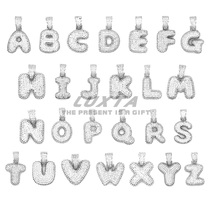 26 English letters gold-plated hip-hop European and American trendsetters with diamonds bubble pendant necklace men and women couples ins