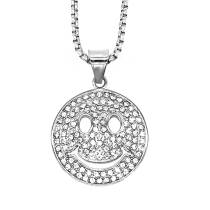 Smiley face pendant Smiley face necklace Diamond hip hop European and American Tide brand pendant choker sweater chain