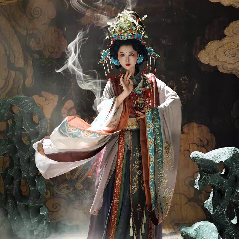 Jingxitai Original Hanfu【Wall Fairy】Women's Jin-Style Large-Sleeved Waist-Length Heavy-Duty Fairy Costume