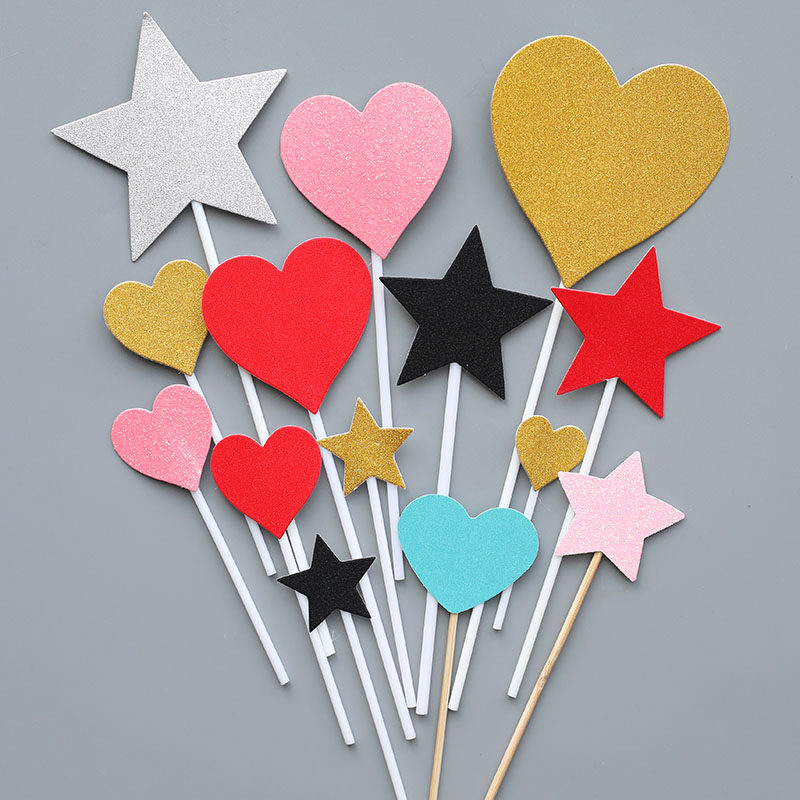 Baking birthday cake decoration Net red anniversary size color love five-pointed star Crown flag planting card
