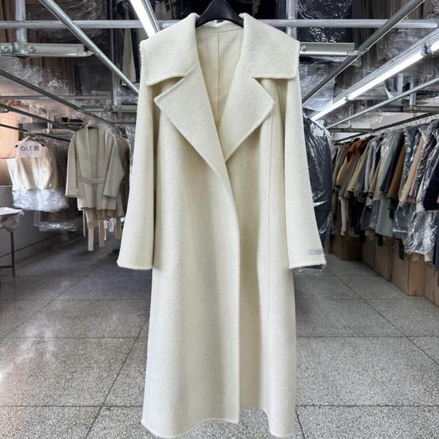 Large lapel double-sided wool coat for women mid-length autumn and winter new high-end temperament simple loose lace-up woolen coat