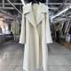 Large lapel double-sided wool coat for women mid-length autumn and winter new high-end temperament simple loose lace-up woolen coat