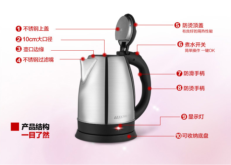 ấm đun nước sunhouse Ấm đun nước điện cấp thực phẩm 304 inox chính hãng hộ gia đình tự động tắt nguồn dung tích lớn 2L đốt nhanh - ấm đun nước điện cốc đun nước siêu tốc mini