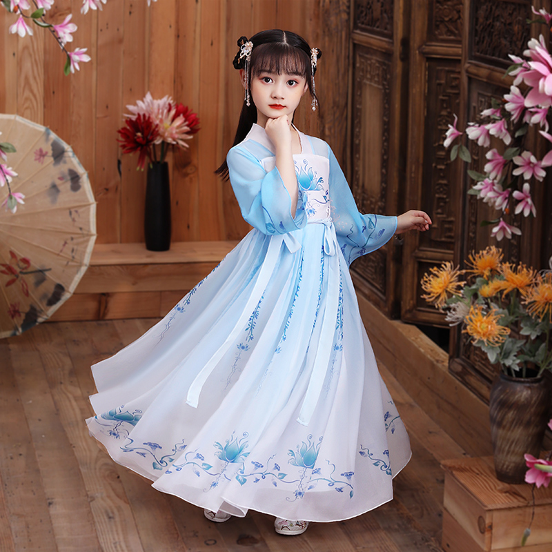 Hanfu girl autumn dress ancient dress princess dress 2020 new children's kimono skirt Chinese style skirt long sleeve women