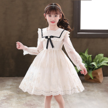 Girl dress autumn 2021 new white skirt childrens skirt Korean autumn lace