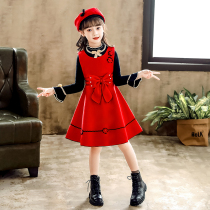 Childrens Skirt Spring and Autumn Korean Girl Autumn Dress 2021 New Early Autumn Middle Children Set Dress Autumn