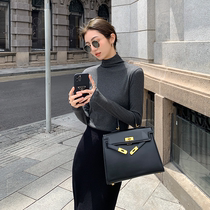 Japan Autumn and Winter New Black Tall-collar Knitting Sweater Fitting Clothing Underneath