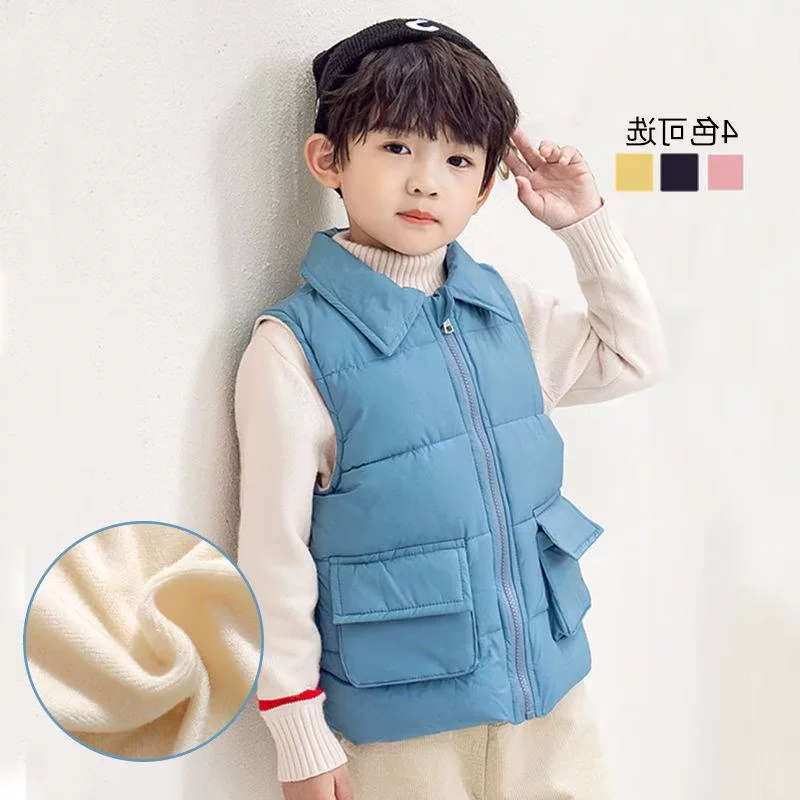 Children's autumn demi-season keep warm vest for men and women, trend of season, Korean style, for teenagers