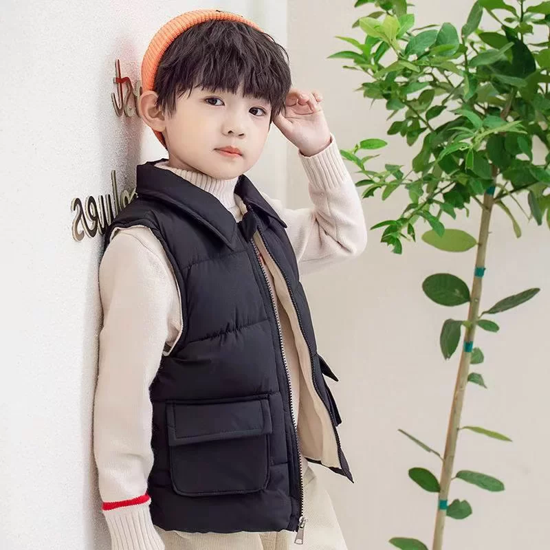 Children's autumn demi-season keep warm vest for men and women, trend of season, Korean style, for teenagers