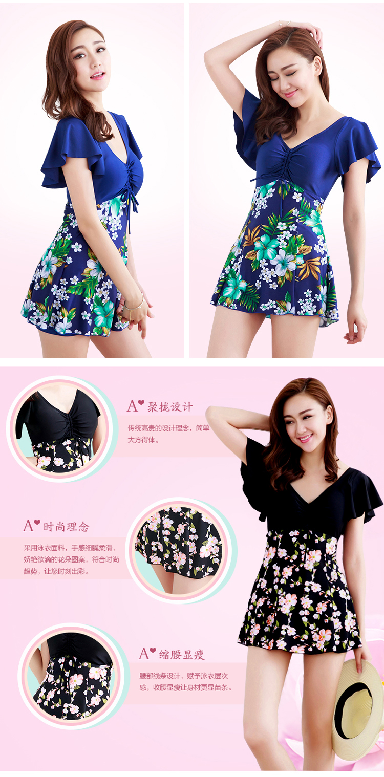 Đồ bơi nữ mới đồ bơi một mảnh kiểu váy mỏng che bụng cỡ lớn bảo thủ góc phẳng thu thập ngực nhỏ áo tắm suối nước nóng đồ bơi liền thân cho bé gái
