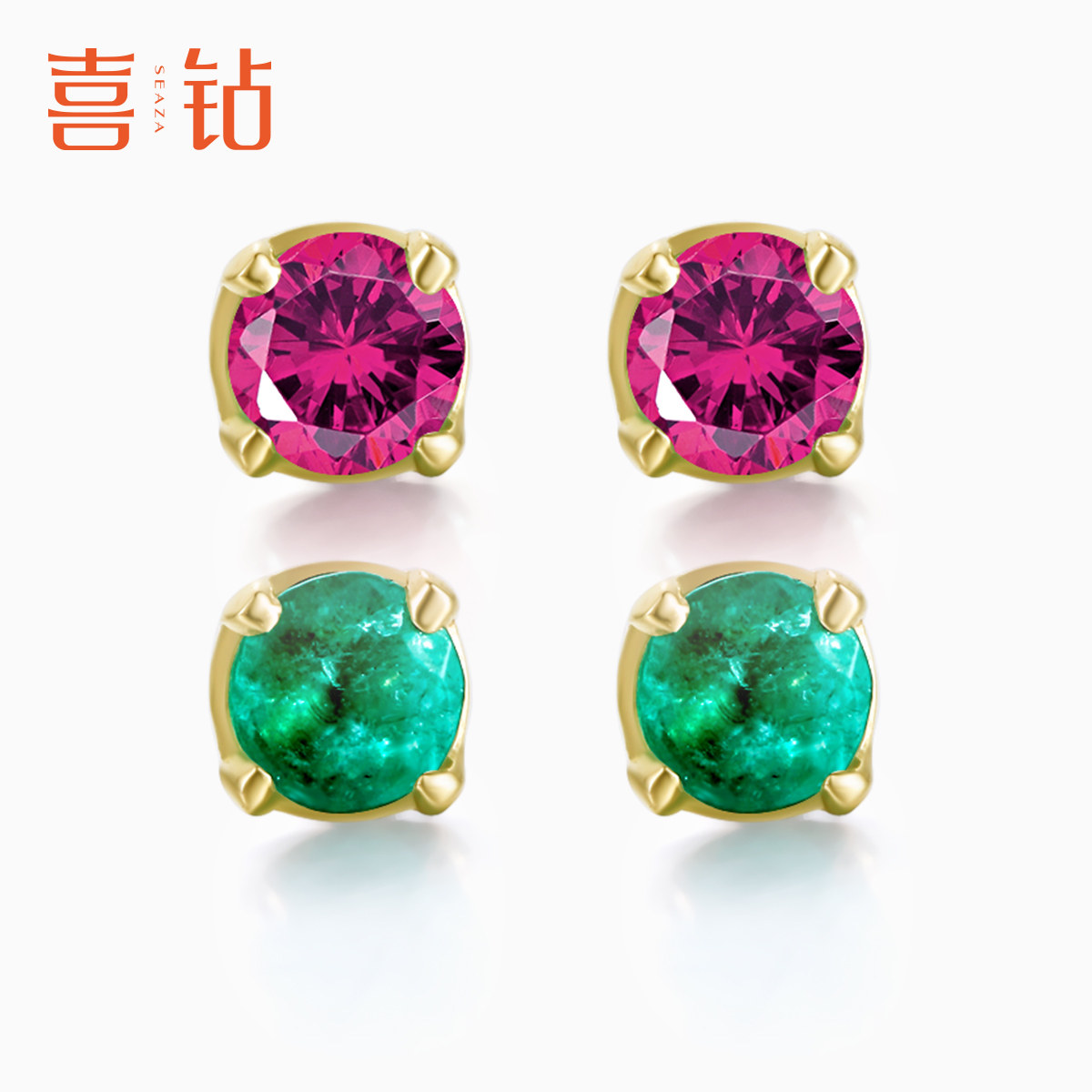 Joydrill Yellow 18K Gold Ruby Earshot Female Classic Four Paws Ancestral mother green ear decorated with delicate raising earthen and send bestie