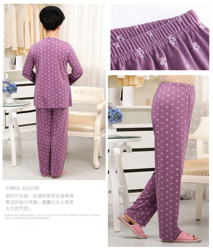 Đồ ngủ nữ trung niên xuân hè thu đông cotton dài tay trung niên mẹ phục vụ nhà mùa hè XL phù hợp với người cao tuổi đồ pijama
