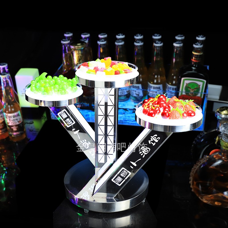 Bar glowing fruit disk KTV creative stainless steel egg-shaped fruit frame snack disk logo customized