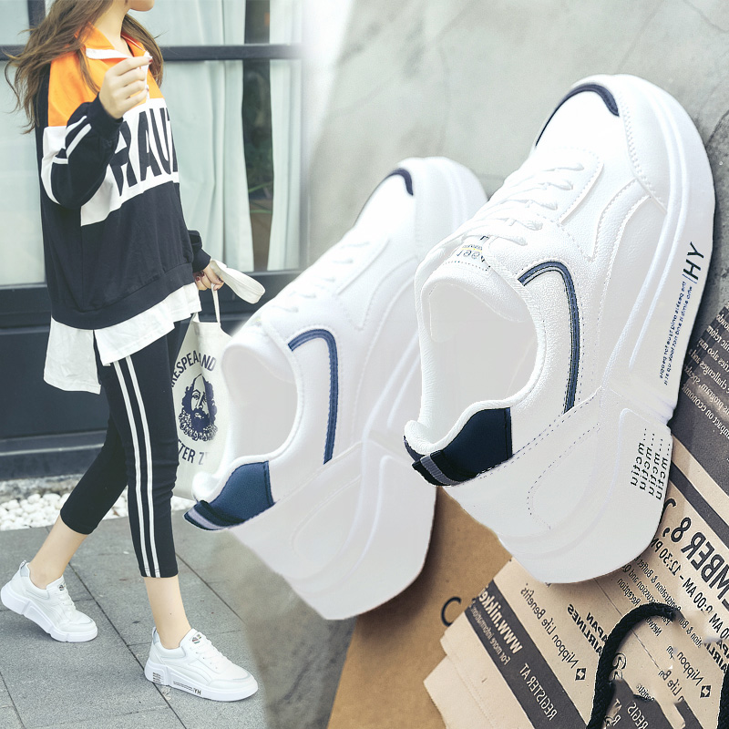 Hong Kong 2022 Summer new Korean version 100 hitch Little white shoes women Ins Chauder Bottoms Casual Heightening flat-bottomed Shoes Women