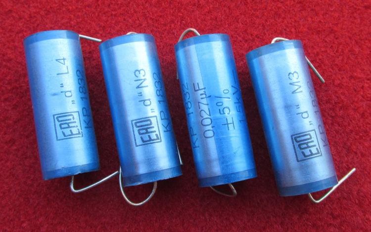 West German ERO 0 027u1500V MKP blue genie thin film capacitive cut feet