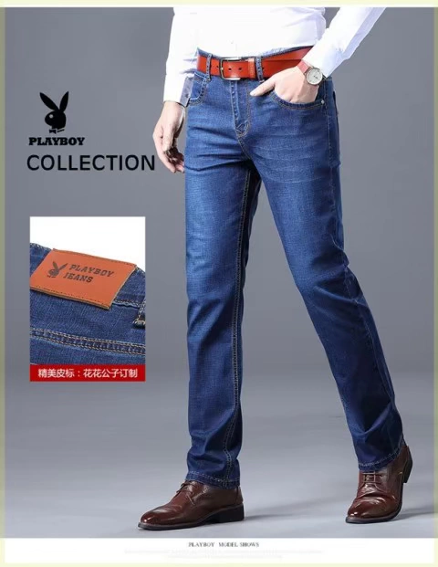 Quần jean nam Dude skinny nam mùa hè Slim Summer Straight Casual Loose Spring and Summer Quần - Quần jean quần tây