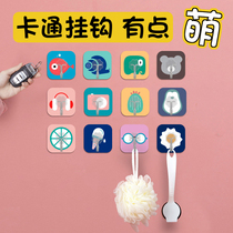 Adhesive hook Wall Wall non-perforated clothes hook paste suction cup load-bearing non-scarred nail frame strong Glue Creative cute