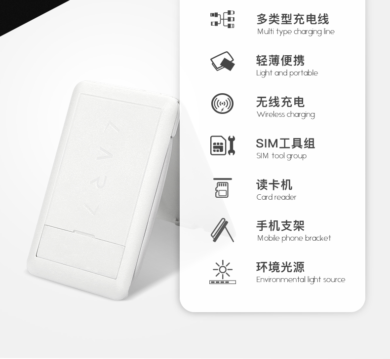 Thẻ công cụ đa năng KableCARD Đài Loan 6 loại gói hoàn thiện lưu trữ kỹ thuật số dòng dữ liệu hỗ trợ sạc không dây