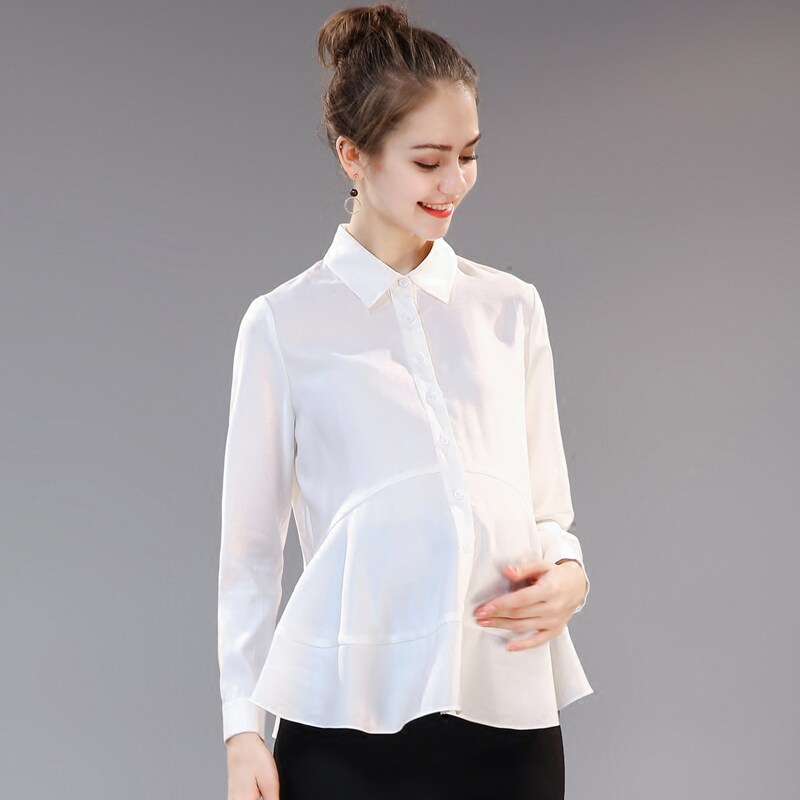 Autumn professional maternity shirt women's spring and autumn white long-sleeved shirt ol business interview frock loose top tide